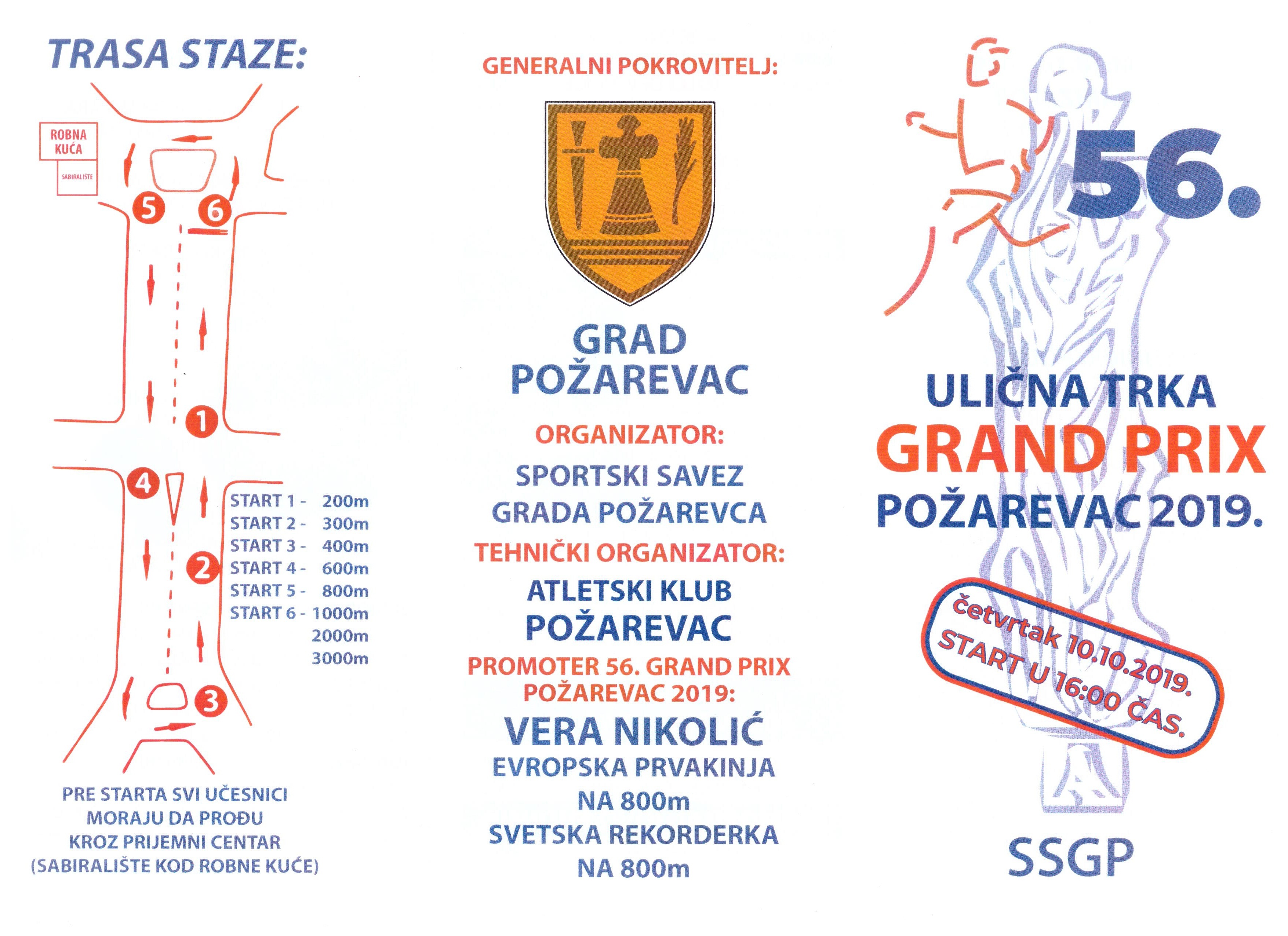 Ulične trke „Grand Prix“ Požarevac u četvrtak 10.oktobra 2019.godine