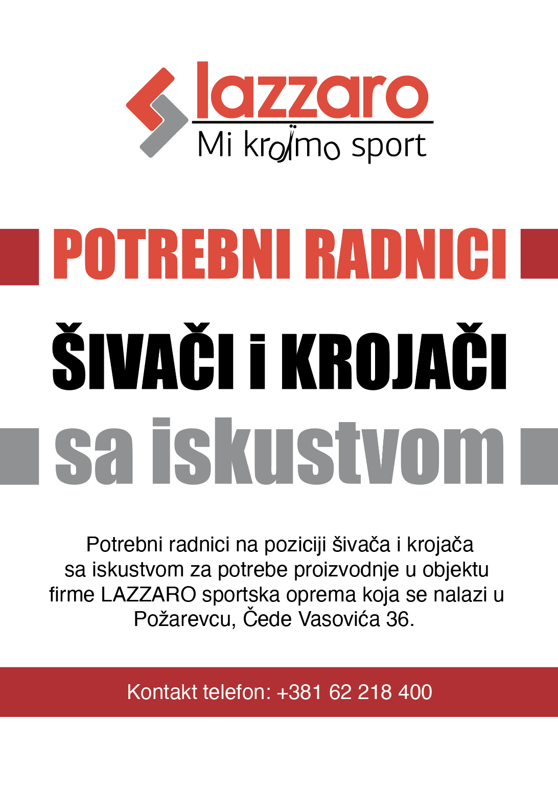 Potraga za radnicima u Požarevcu