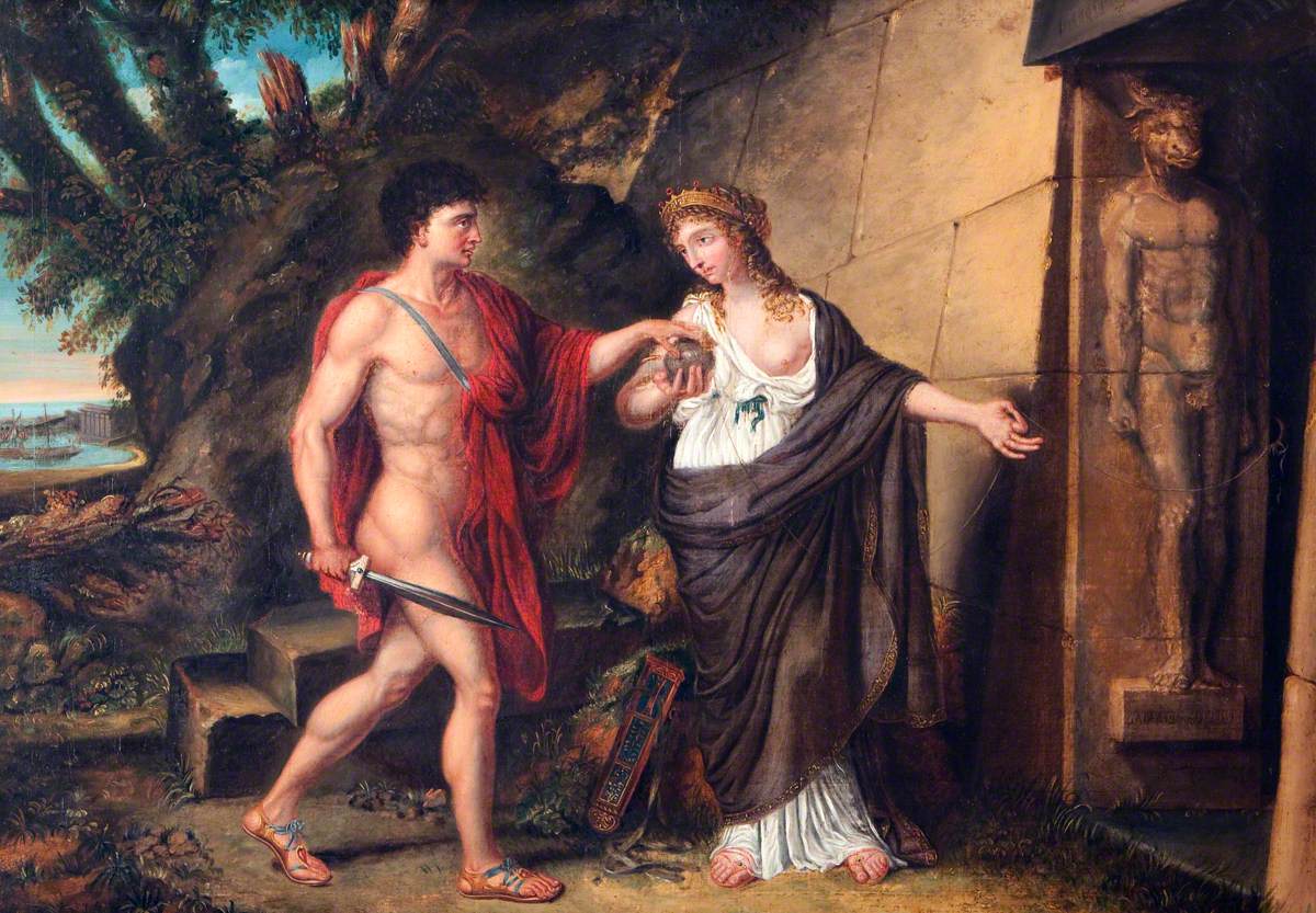 Westall, Richard, 1765-1836; Theseus and Ariadne at the Entrance of the Labyrinth