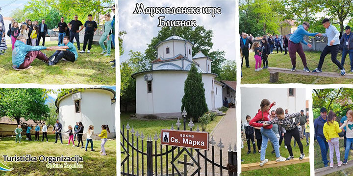 Vesela grupa dece i odraslih igra na otvorenom u parku, uživajući u lepom vremenu i druženju.