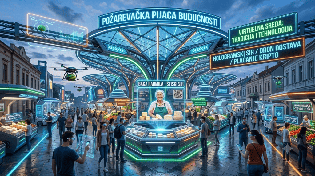 Požarevačka pijaca budućnosti – hologramski sir, dron-bostan i tradicija u 8K rezoluciji