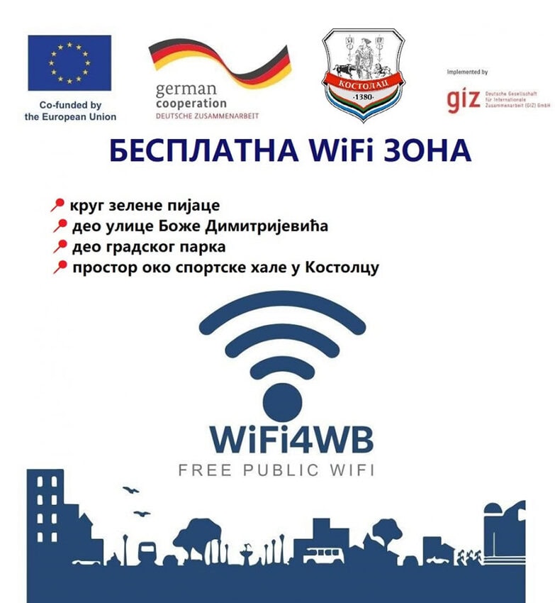 Besplatan WiFi internet dostupan na više lokacija u Kostolcu