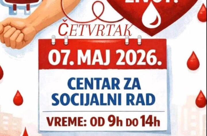 Prikaz akcije davanja krvi 7. maja 2026. u Požarevcu, humanitarni događaj.