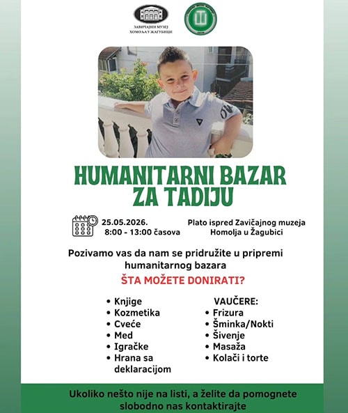 Humanitarni bazar za Tadiju biće održan u Žagubici