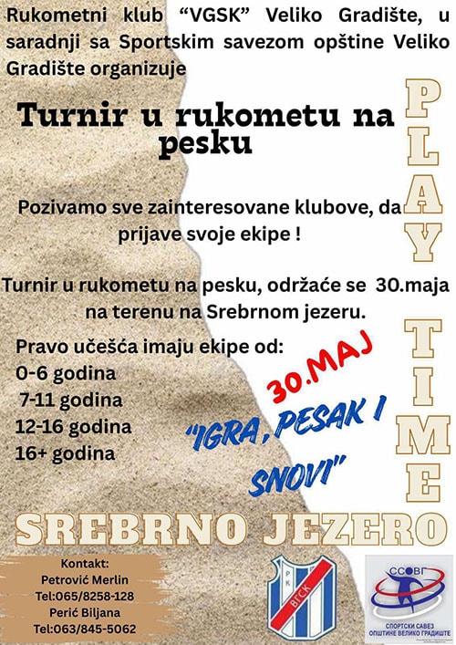 Turnir u rukometu na pesku za decu 30. maja na Srebrnom jezeru
