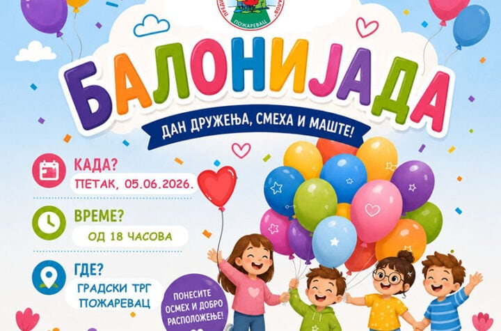 Balonijada za predškolce 5. juna na Gradskom trgu