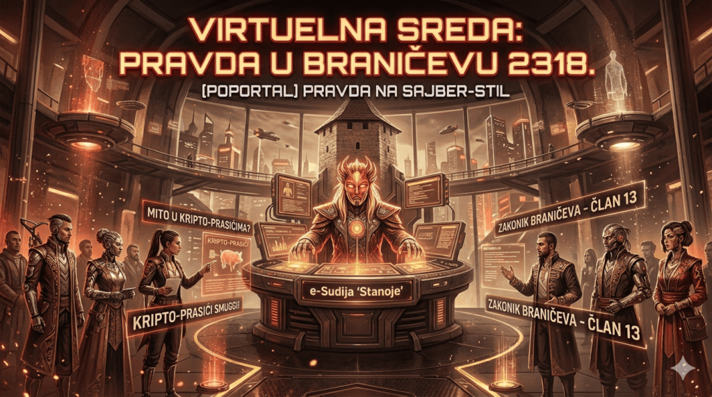 Pravda u Braničevu 2318. godine: Da li e-Sudija „Stanoje“ uzima mito u kripto-prasićima?