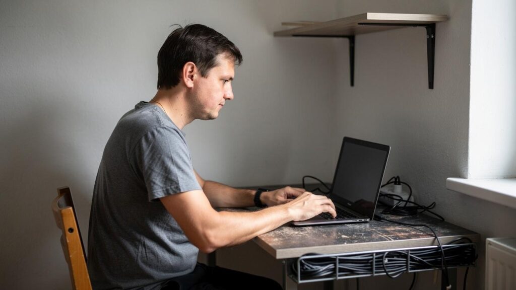 Muskarac radni stol laptop