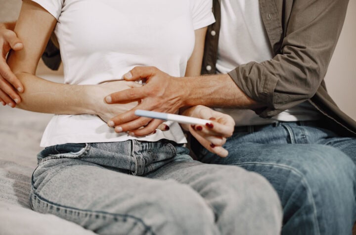 Couple finding out results of a pregnancy test