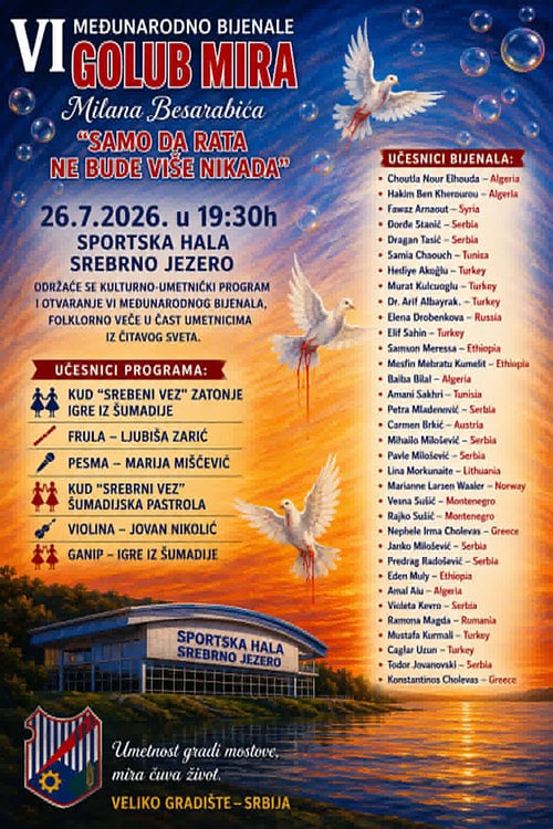 Na Srebrnom jezeru proglašenje pobednika VI međunarodnog bijenala „Golub mira Milana Besarabića“