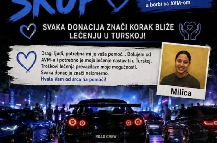 Automobil na humanitarnoj akciji u Požarevcu za pomoć Jakši i Milici.