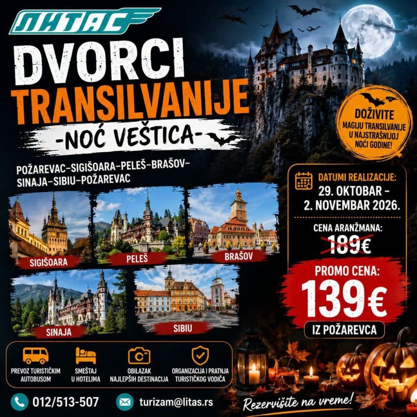Turistička agencija Litas vas vodi u dvorce Transilvanije za Noć veštica